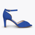 Sandalias Tacón Alto Elegantes Pétalo Azul