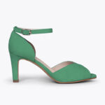 Sandalias Tacón Alto Elegantes Pétalo Verde