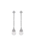 Pendientes Largos Perla Con Circonitas