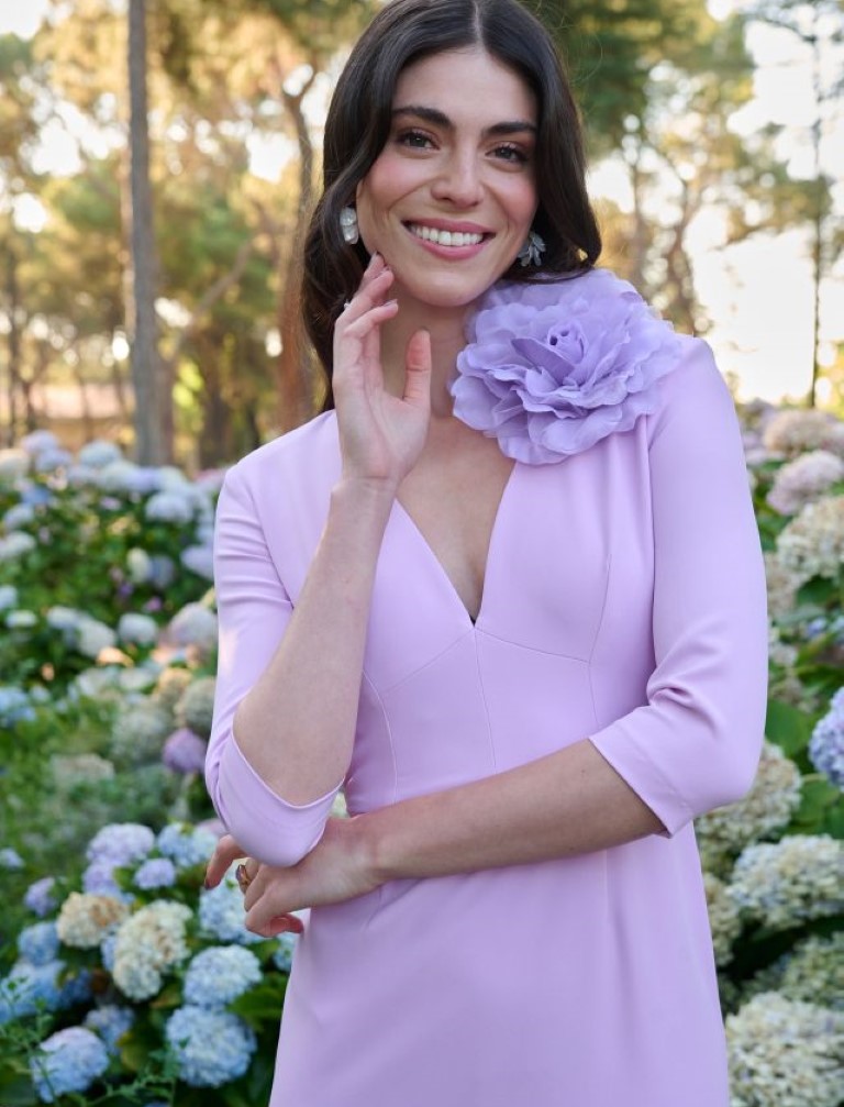 Vestido Midi Flor Hombro Orbu - Imagen 2