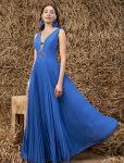 Vestido Largo Plisado Escote V 1240047