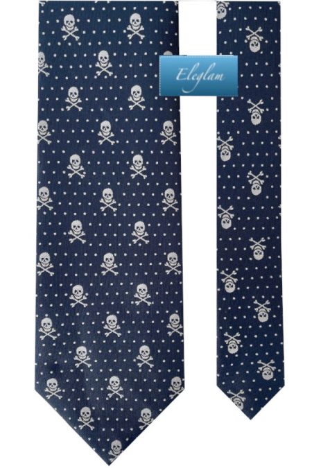 Corbata Marino Calaveras Plata C4