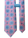 Corbata Rosa Medallones Celeste C78