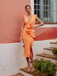 Vestido Midi Escote Tul Flor J174
