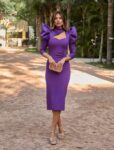 Vestido Midi Mangas Tafetan K117