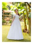 Vestido Comunión Brocado Natural A755