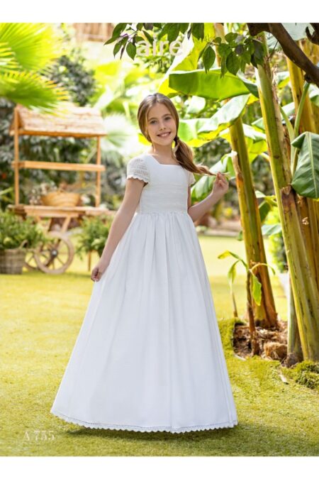 Vestido Comunión Brocado Natural A755