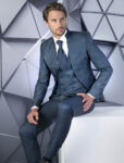 Traje Novio Semi Levita Brocado Enzo Romano 2501
