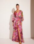 Vestido Largo Gasa Flor 51662