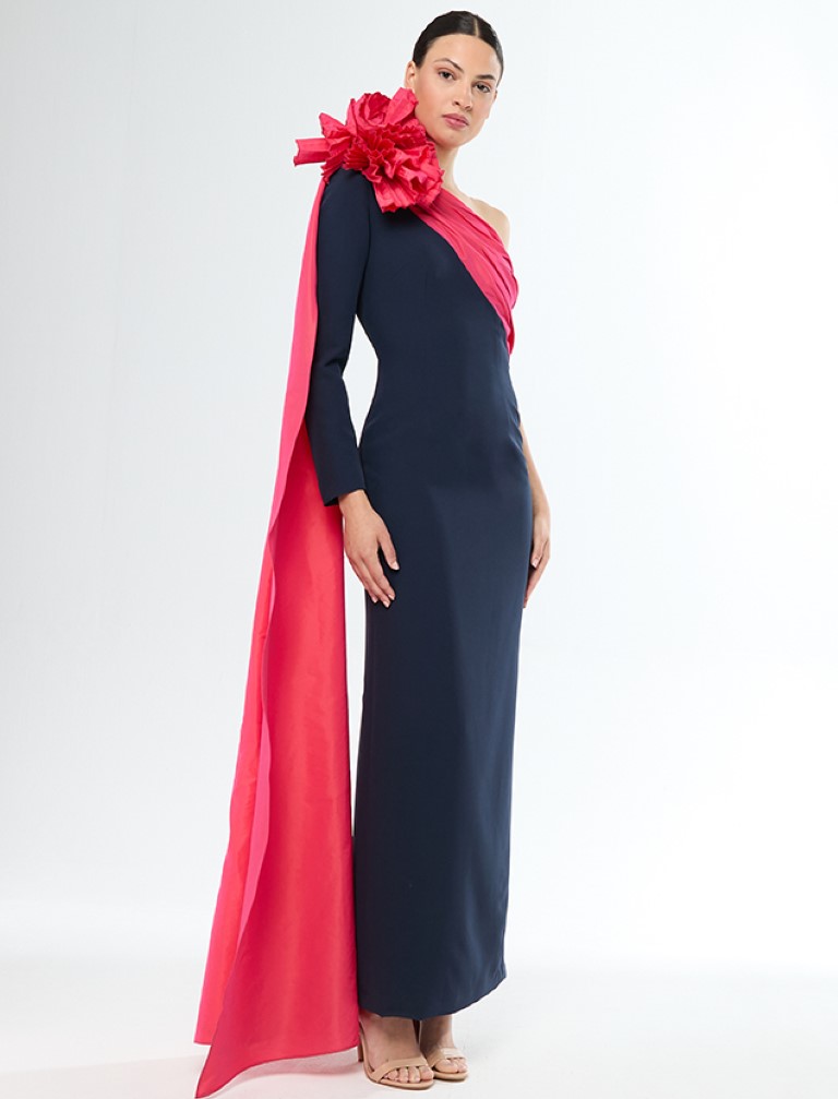 Vestido Largo Combinado Flor 51551