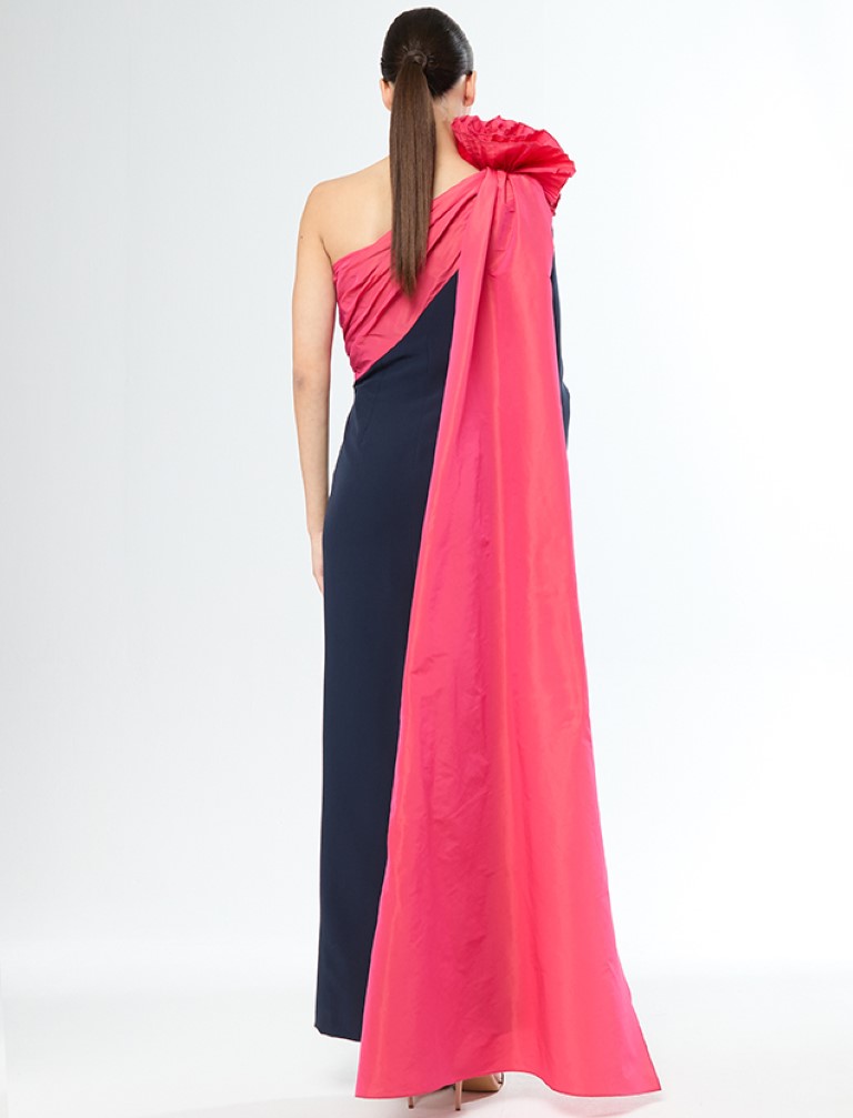 Vestido Largo Combinado Flor 51551 - Imagen 2