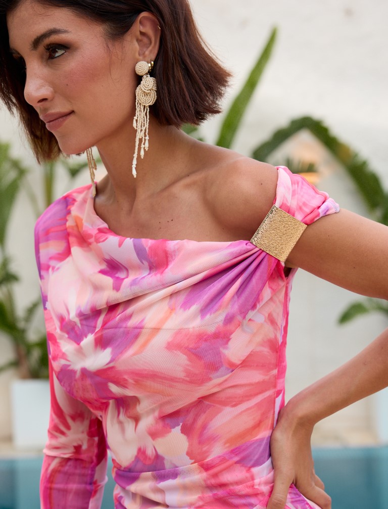 Vestido Midi Tul Estampado L136E - Imagen 3