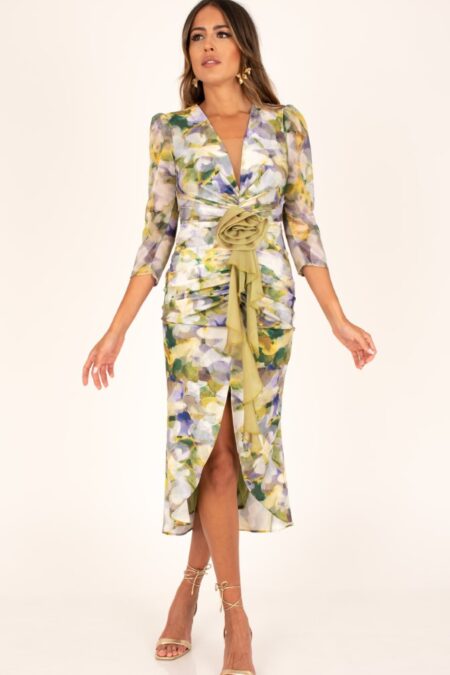 Vestido Midi Gasa Estampada 8461