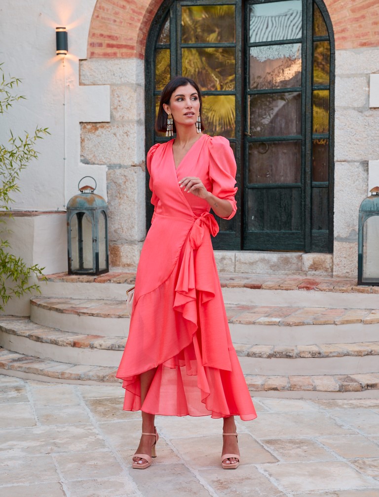 Vestido Midi Lurex Volantes L117L