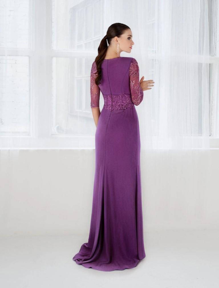 Vestido Largo Madrina Encaje Floral 4625 - Imagen 2