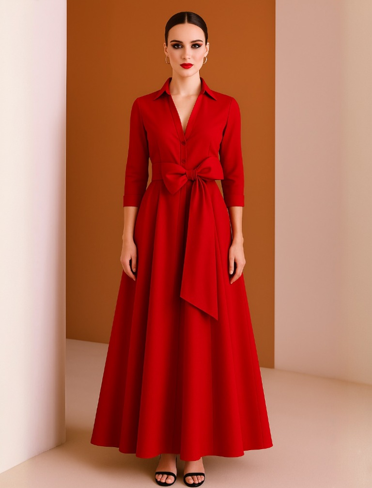Vestido Largo Camisero Combi 52502