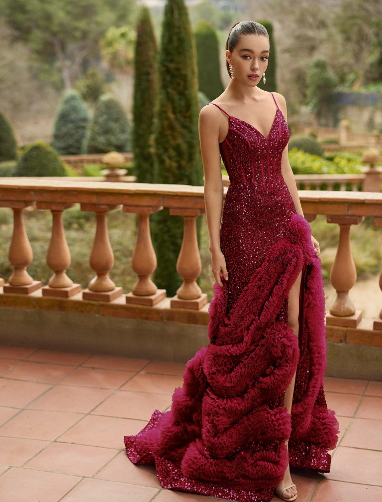 Vestido Largo Glamour Carmesi 1JC9