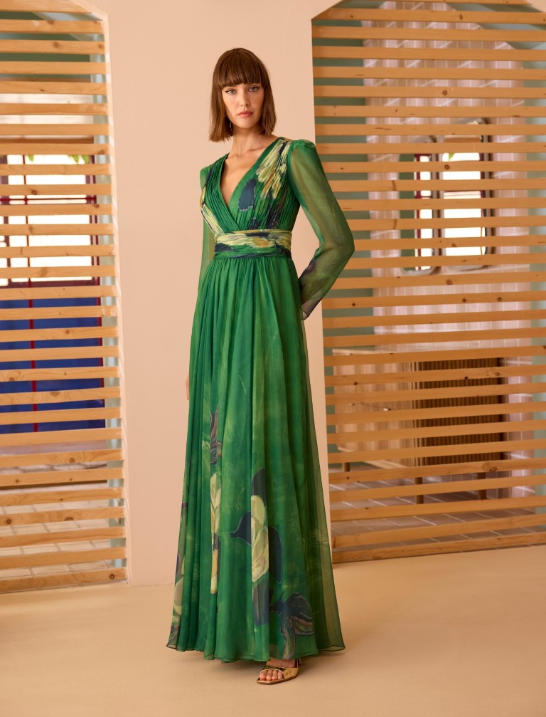 Vestido Largo Gasa Cruzado 52701