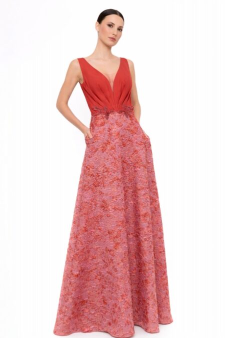 Vestido Largo Falda Brocada 52718