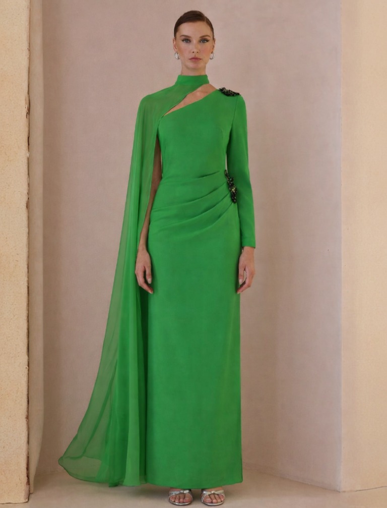 Vestido Largo Madrina Capa Gasa 52566 - Imagen 2
